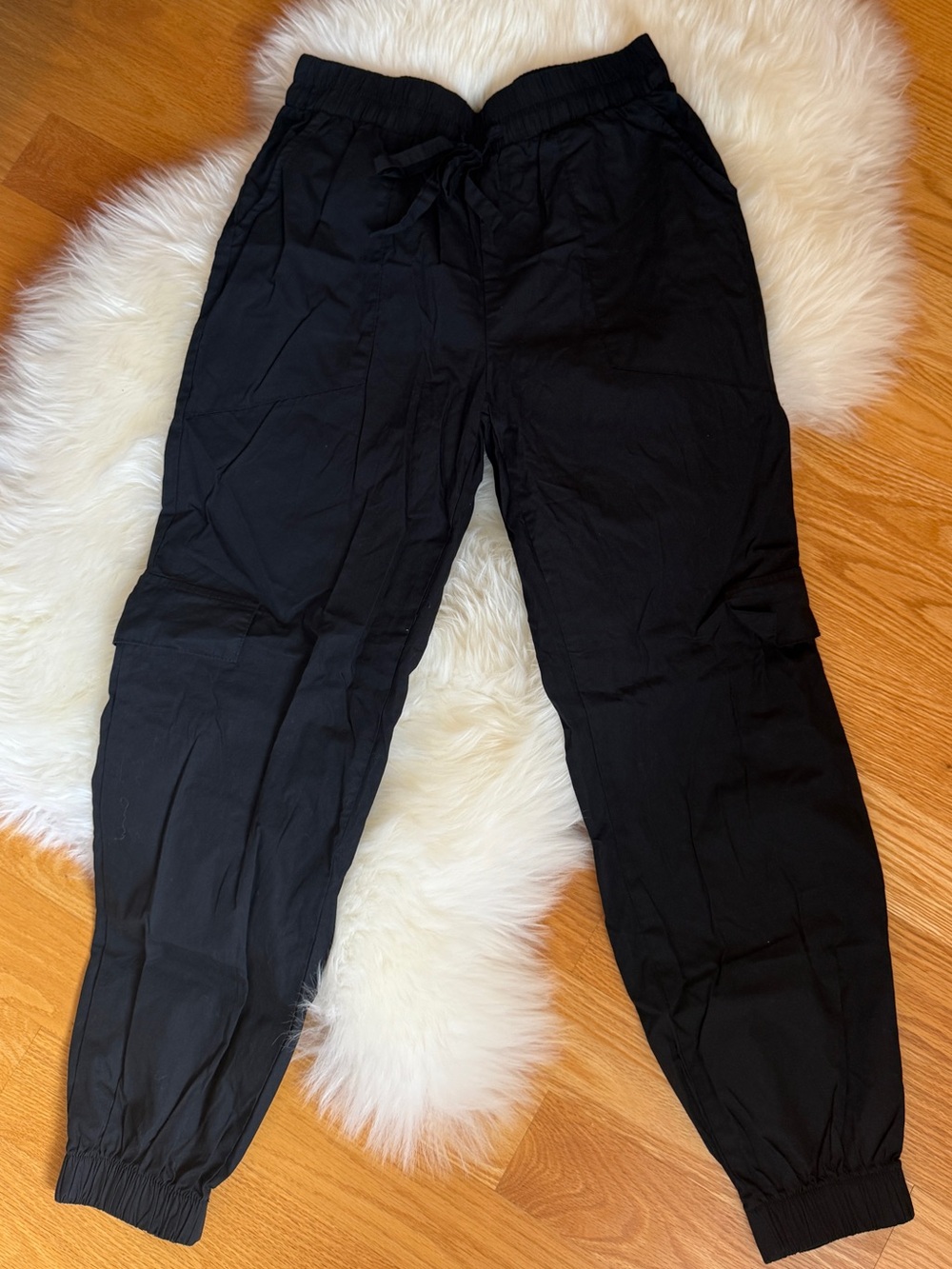 Rewash Brand Cotton Black Elastic Waist Jogger Pants